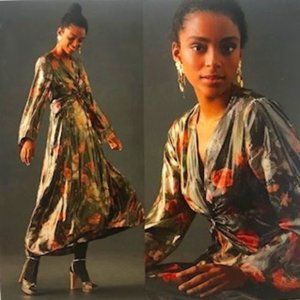 Anthropologie Deep V-Neck Maxi Dress By Caballero